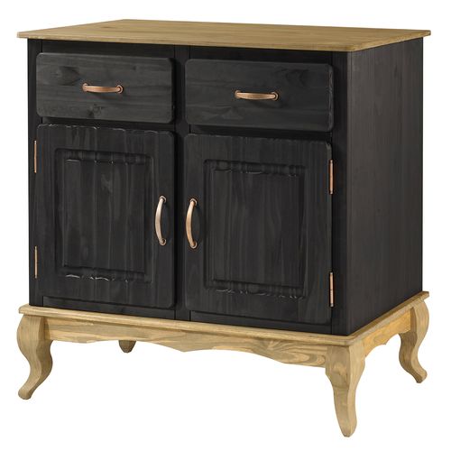 Balcão Buffet de Madeira com 2 Portas e 2 Gavetas Preto Oliva