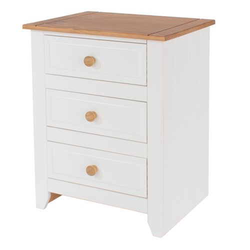 Mesa de Cabeceira com 3 Gavetas Branco