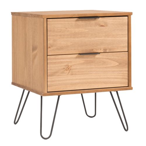 Mesa de Cabeceira de Madeira com 2 Gavetas Marrom Antique