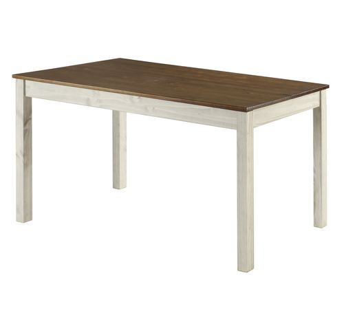 Mesa de Jantar de Madeira Maciça Branco Envelhecido