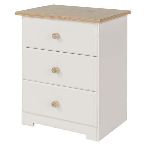 Mesa de Cabeceira com 3 Gavetas Creme