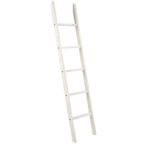 Escada Decorativa Porta-Roupas de Madeira Maciça Branco Envelhecido