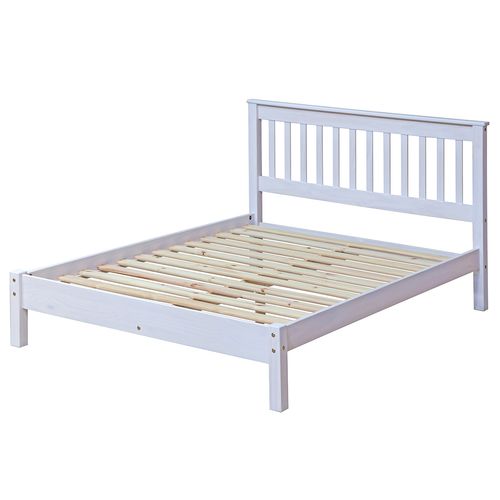 Cama de Casal de Madeira Branco Lavado