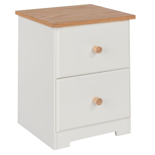 Mesa de Cabeceira com 2 Gavetas Creme