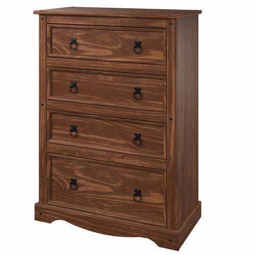 Cômoda em Madeira Maciça com 4 Gavetas Mahogany