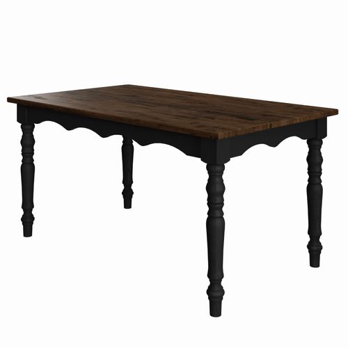 Mesa de Madeira Maciça com Pés Torneados Preta