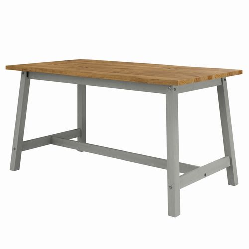 Mesa de Madeira Maciça com Travessa Cinza Lavado
