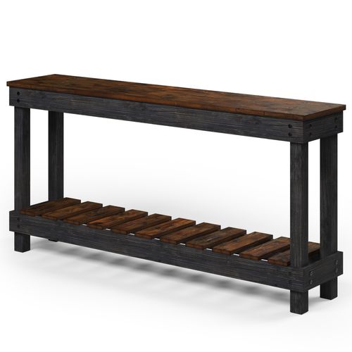 Aparador de Madeira com Prateleira Walnut Distressado
