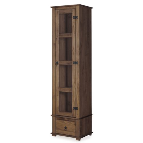 Cristaleira em Madeira Maciça com 1 Porta e 1 Gaveta Tabaco